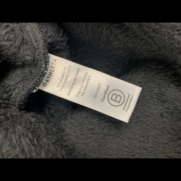 Athleta Double Cozy Fuzzy Funnel Neck Sweatshirt / Sweater | Black | Women’s XXS - Picture 9 of 9